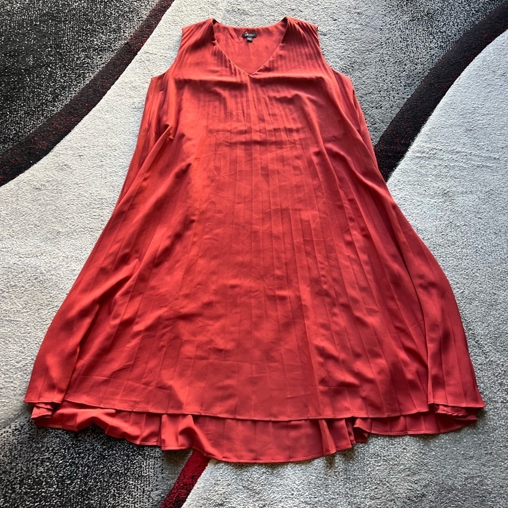 J. Jill Wearever Collection Rusty Orange Pleated Maxi Shift Dress